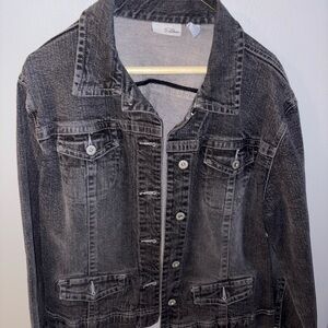 Chico's Platinum Dark Gray Denim Jacket